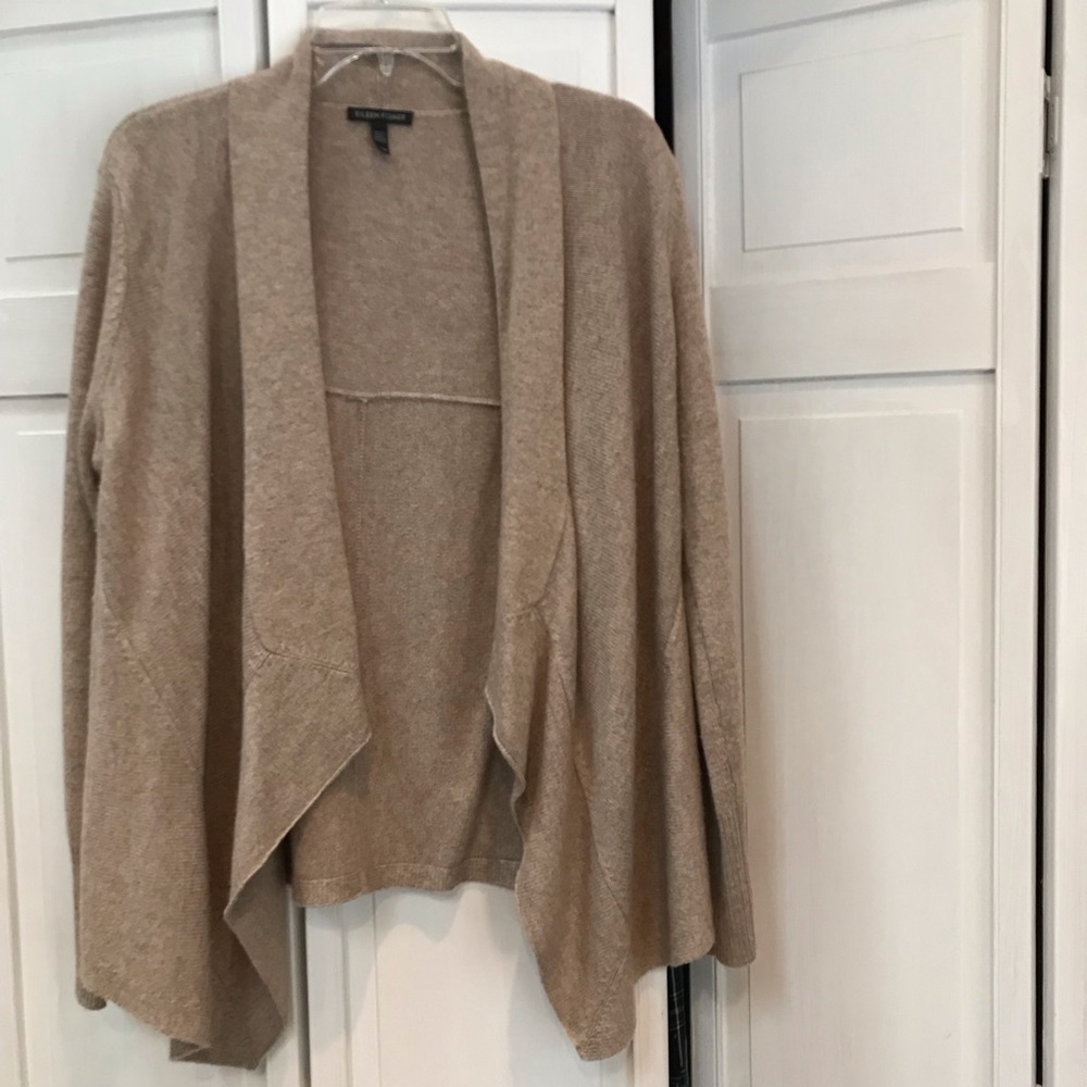 Eileen Fisher Tan, Wool/ Viscose, Tan, Drape Sweater- M
